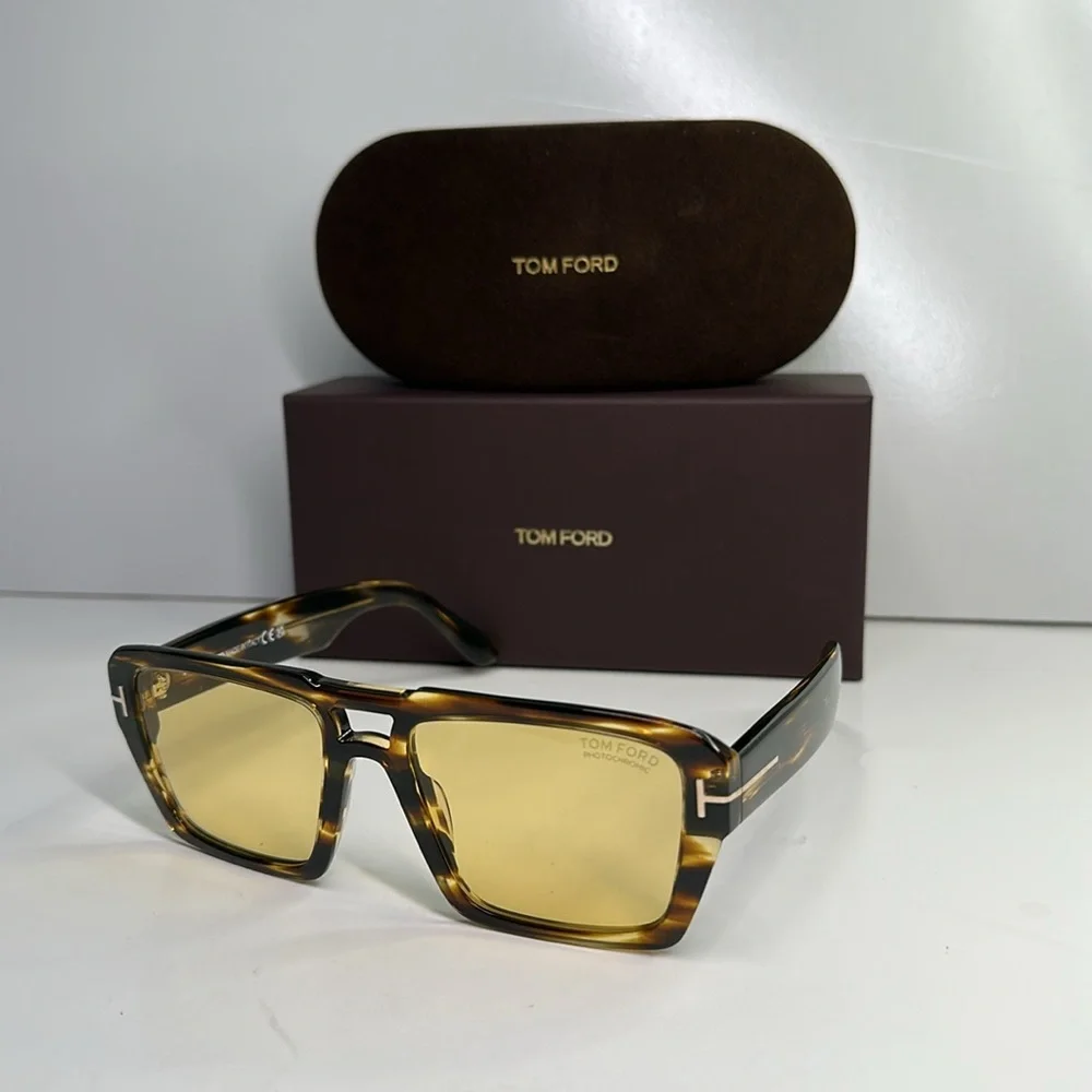 Tom Ford Redford Yellow Photochromatic Square Men's Sunglasses FT1153 52E 56.